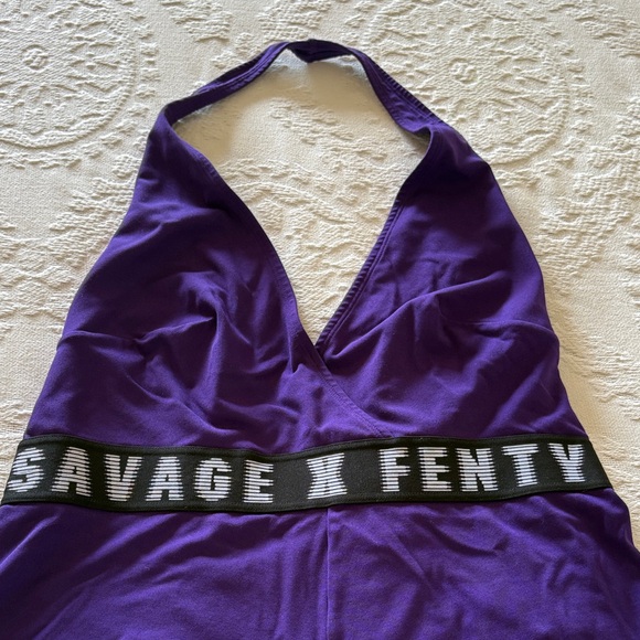 Savage X Fenty Deep Purple Halter Plunge Bodysuit Gently Loved 1X - Picture 2 of 11